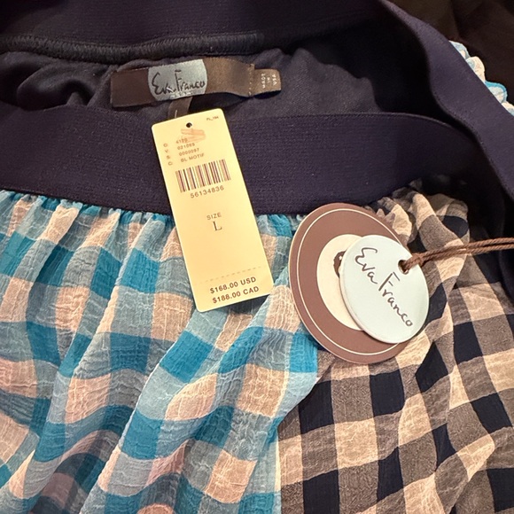 Eva Franco Navy and Light Blue Gingham Maxi Skirt - Picture 2 of 3